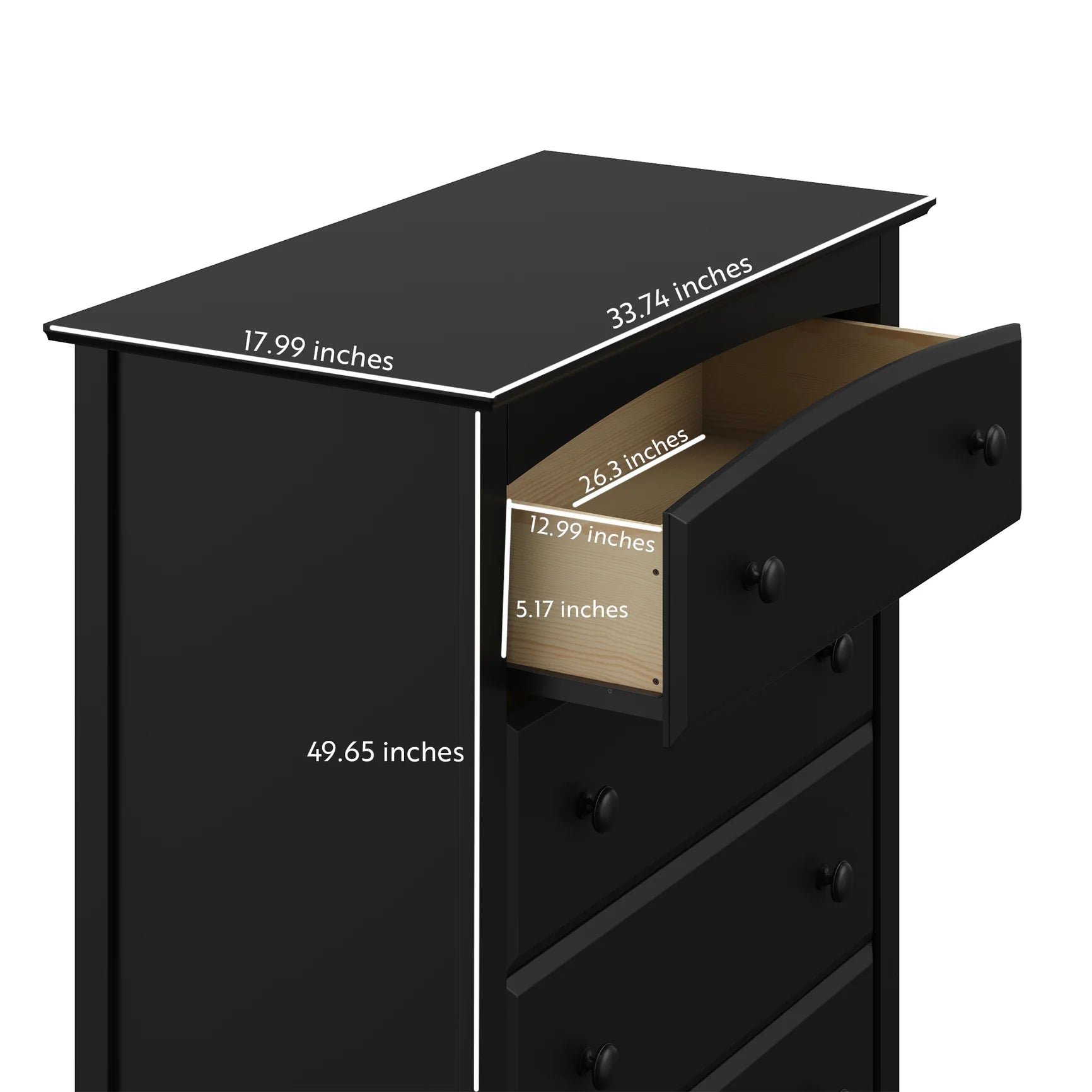 Kenton 5-Drawer Kids Dresser - Black
