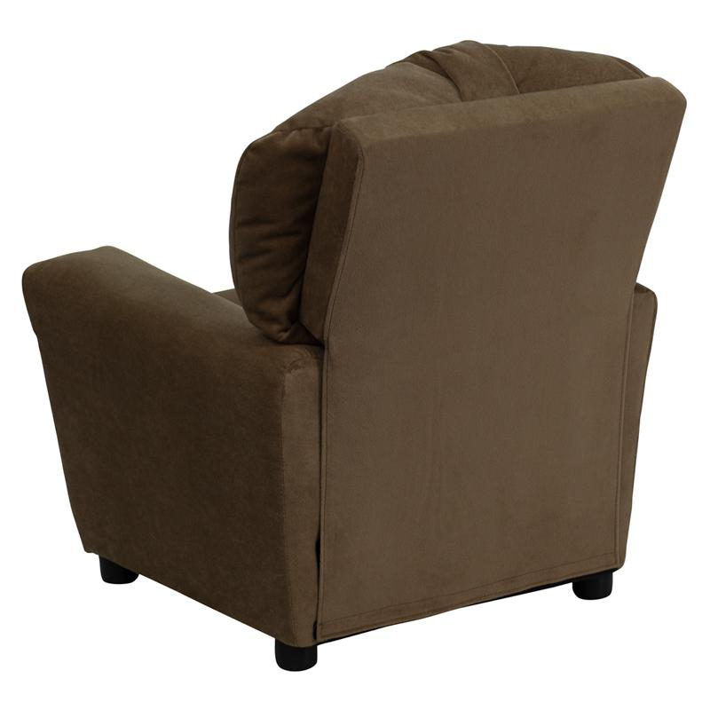 Brown Microfiber Kids Recliner with Cup Holder