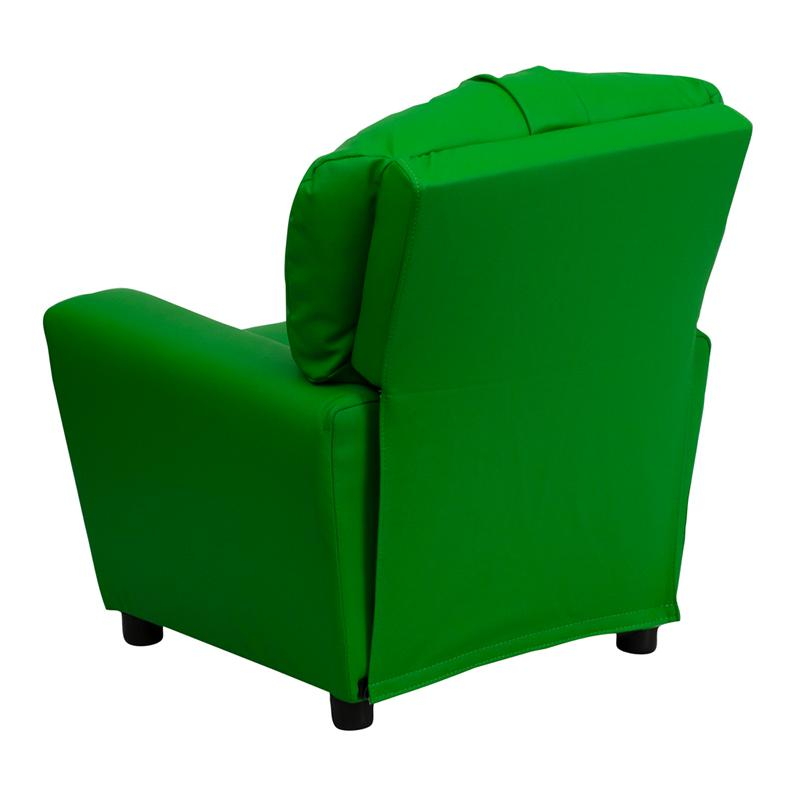 Green Vinyl Kids Recliner with Cup Holder