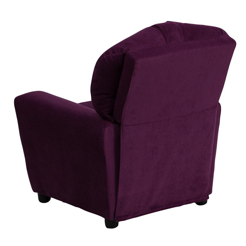 Purple Microfiber Kids Recliner with Cup Holder