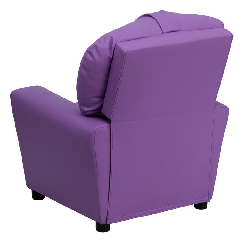 Lavender Vinyl Kids Recliner with Cup Holder
