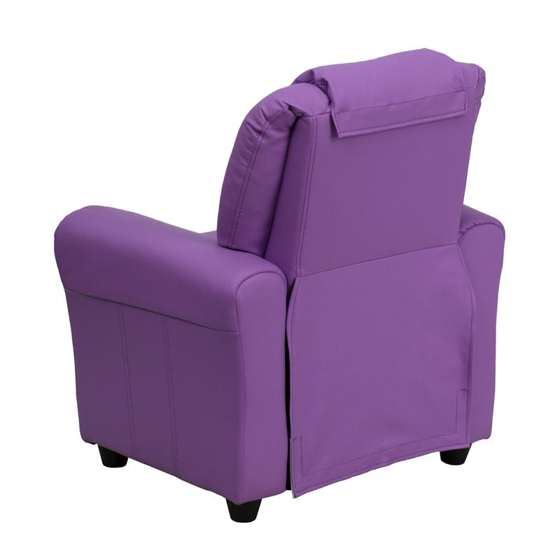 Lavender Vinyl Kids Recliner with Cup Holder and Headrest