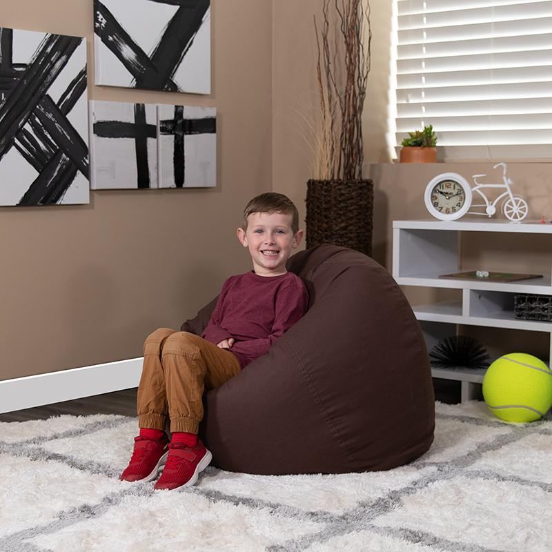 Solid Brown Refillable Bean Bag Chair for Kids and Teens