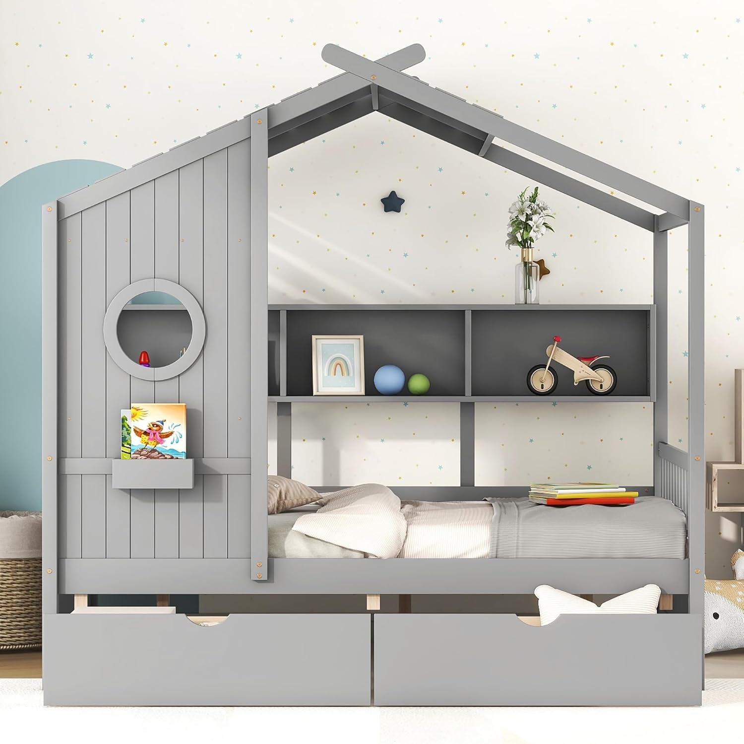 Kids House Bed with Storage Space