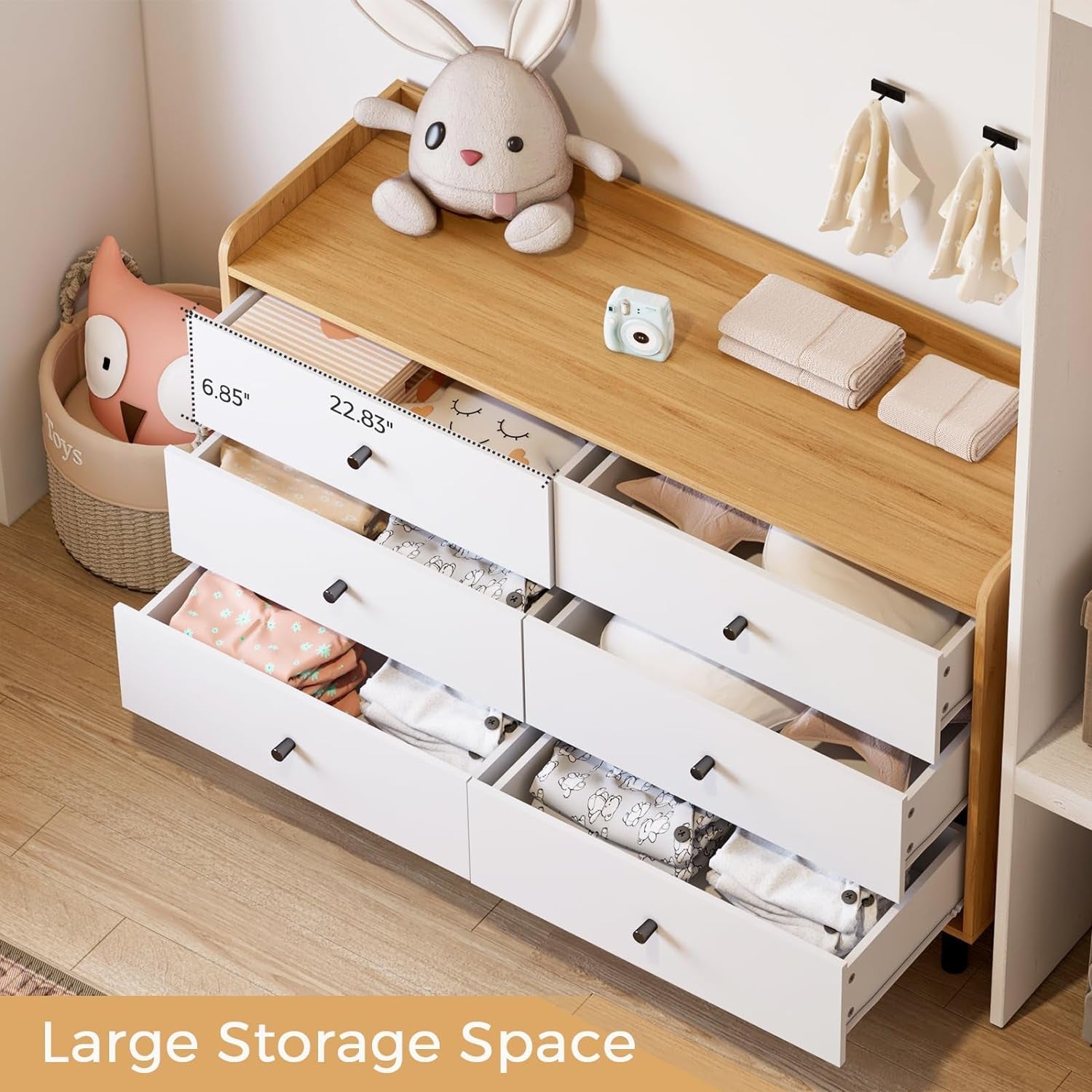 White Dresser for Kids' Room – 6 Drawers