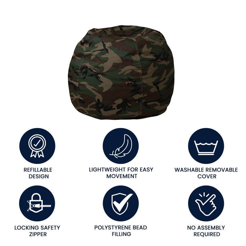 Camouflage Refillable Bean Bag Chair for Kids and Teens