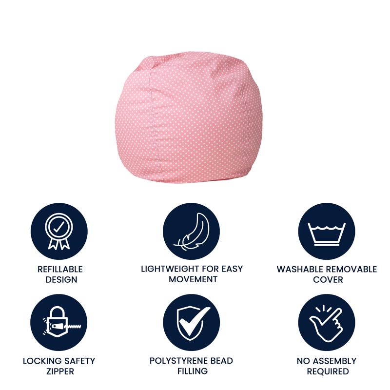 Light Pink Dot Refillable Bean Bag Chair for Kids and Teens