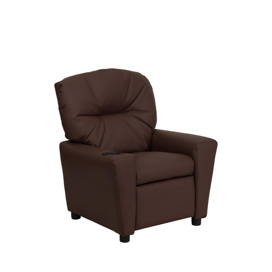 Brown LeatherSoft Kids Recliner with Cup Holder