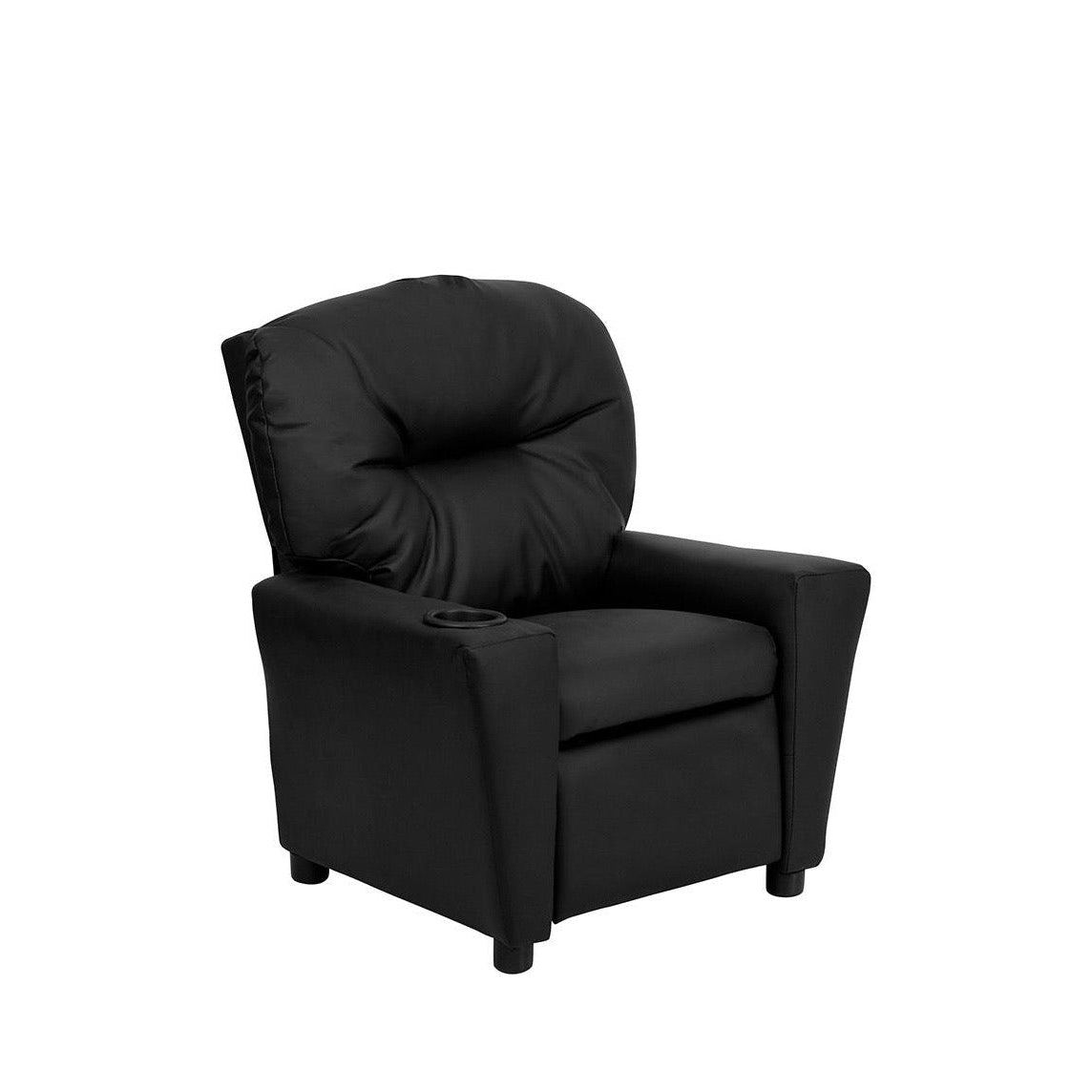 Black LeatherSoft Kids Recliner with Cup Holder