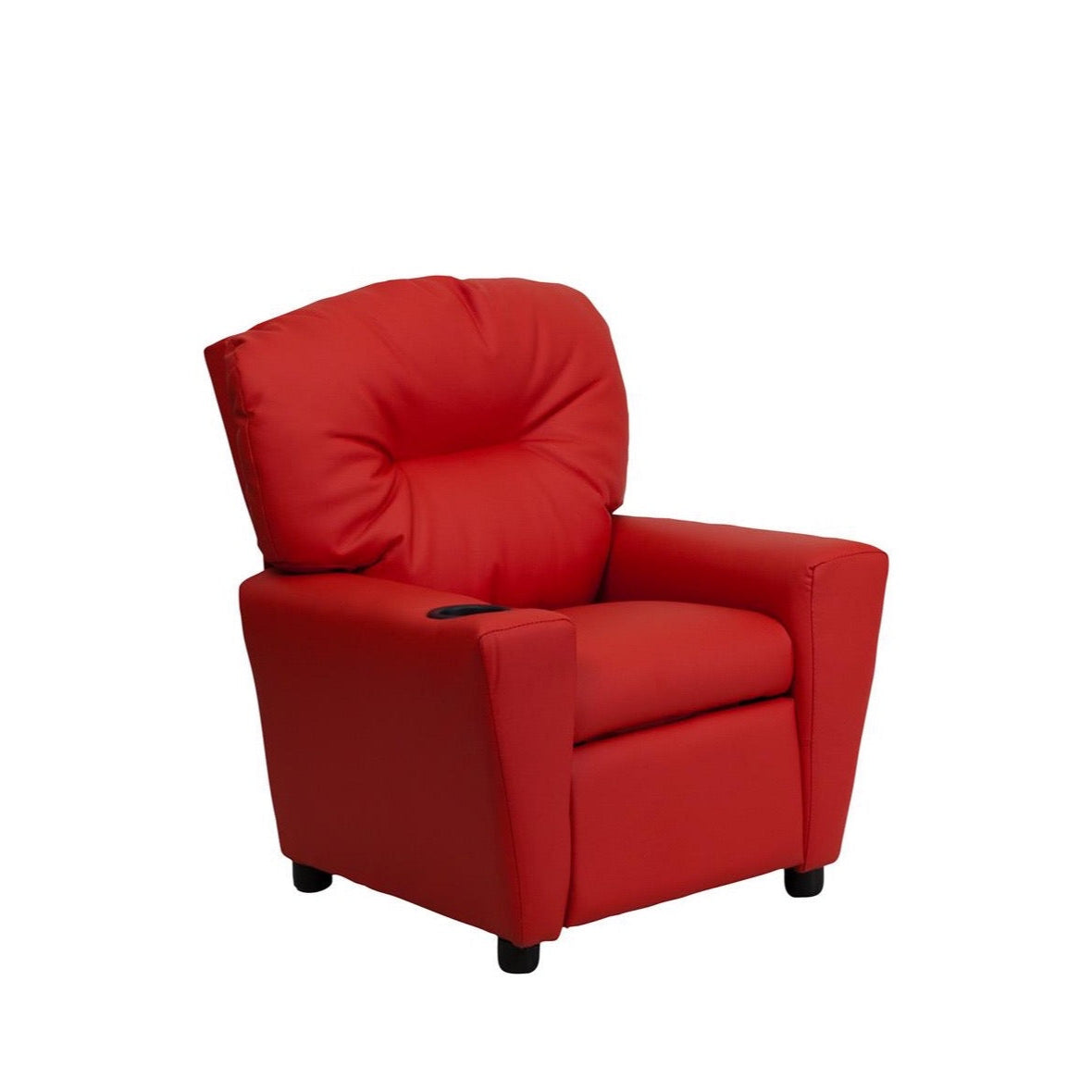 Red Vinyl Kids Recliner with Cup Holder