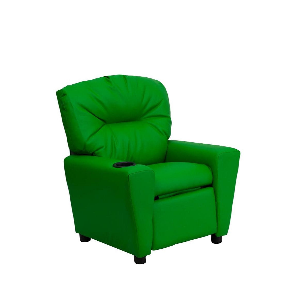 Green Vinyl Kids Recliner with Cup Holder