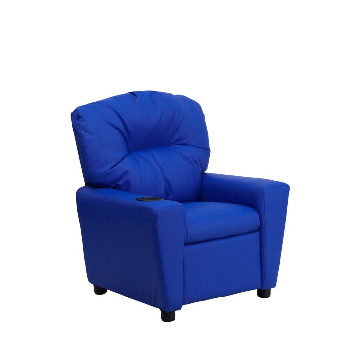 Blue Vinyl Kids Recliner with Cup Holder