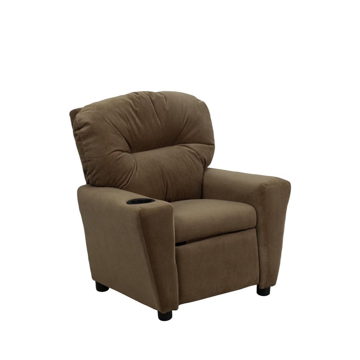 Brown Microfiber Kids Recliner with Cup Holder