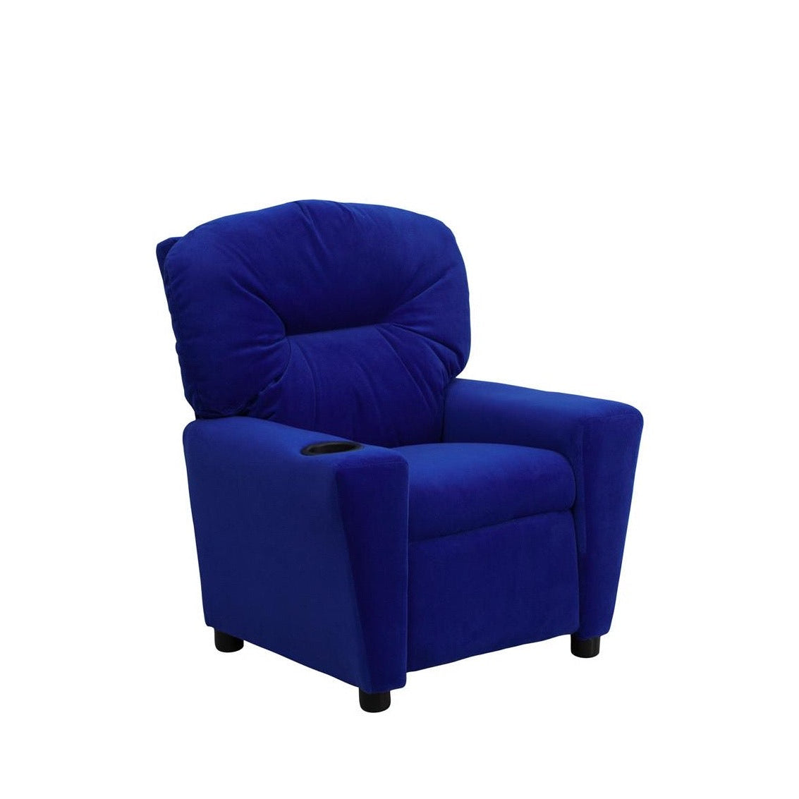 Blue Microfiber Kids Recliner with Cup Holder
