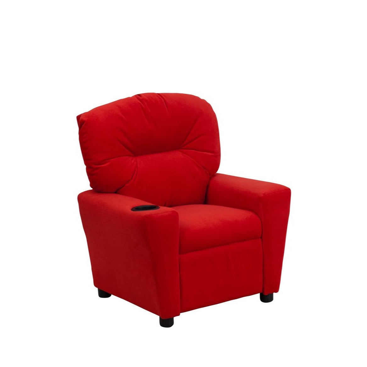 Red Microfiber Kids Recliner with Cup Holder