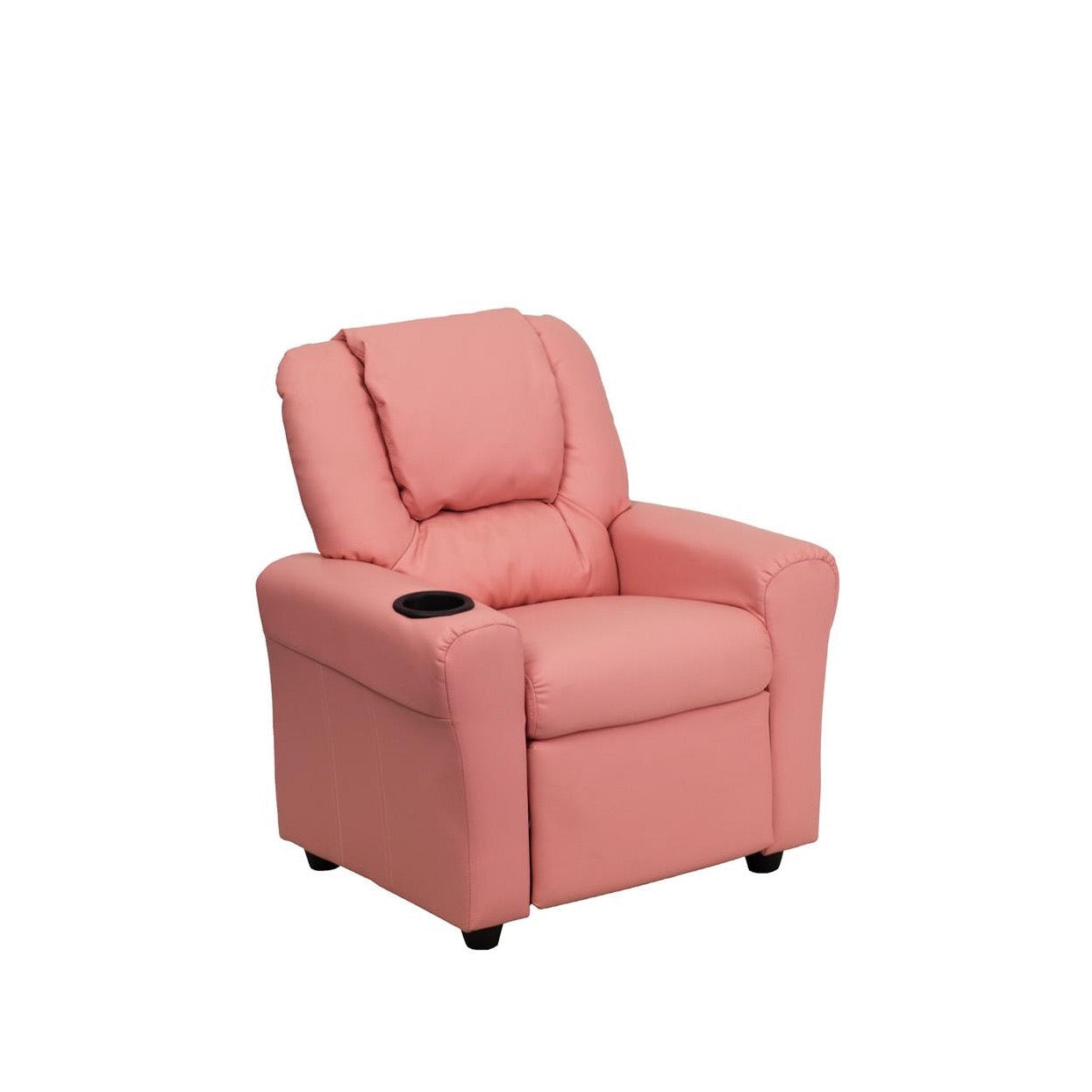 Pink Vinyl Kids Recliner with Cup Holder and Headrest