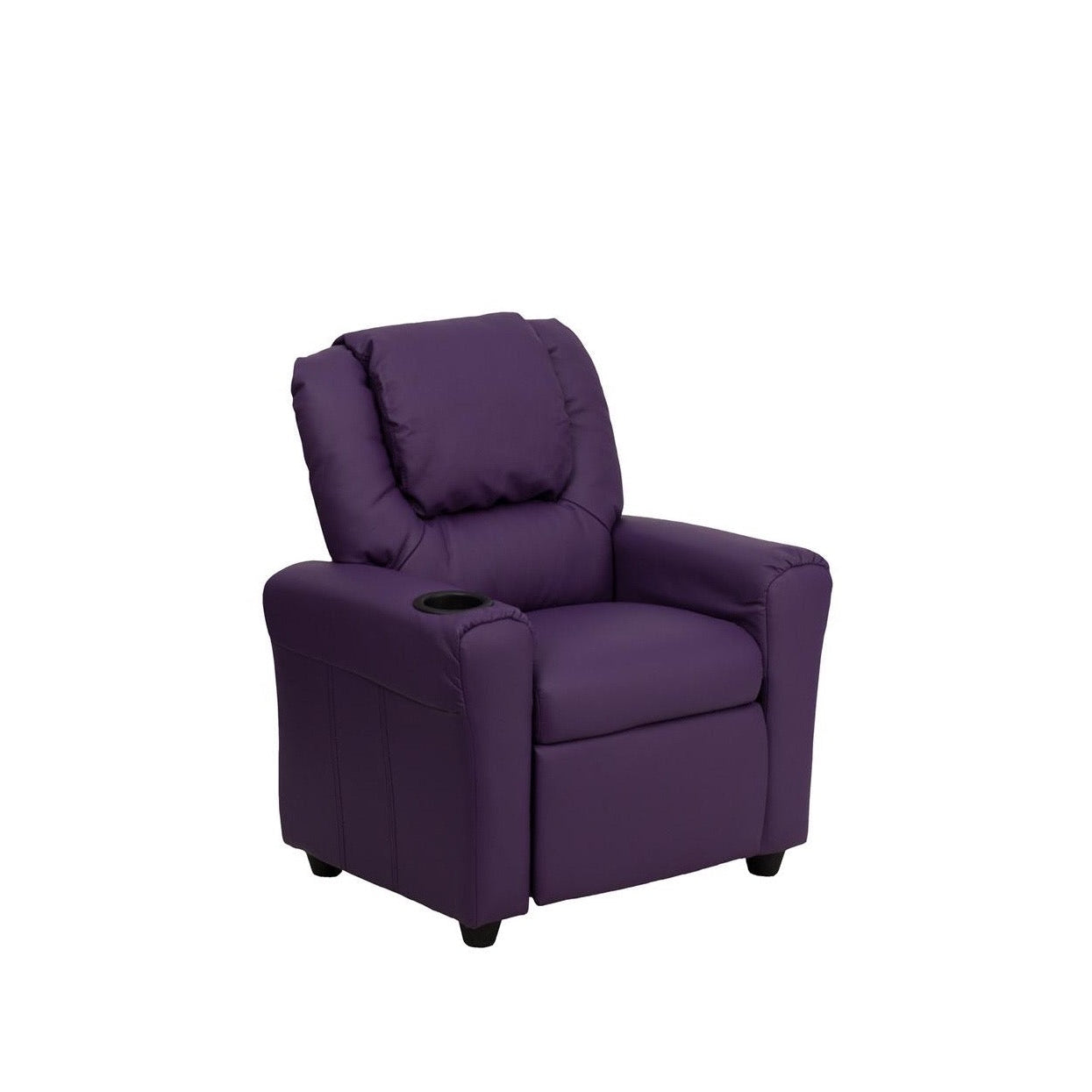 Purple Vinyl Kids Recliner with Cup Holder and Headrest