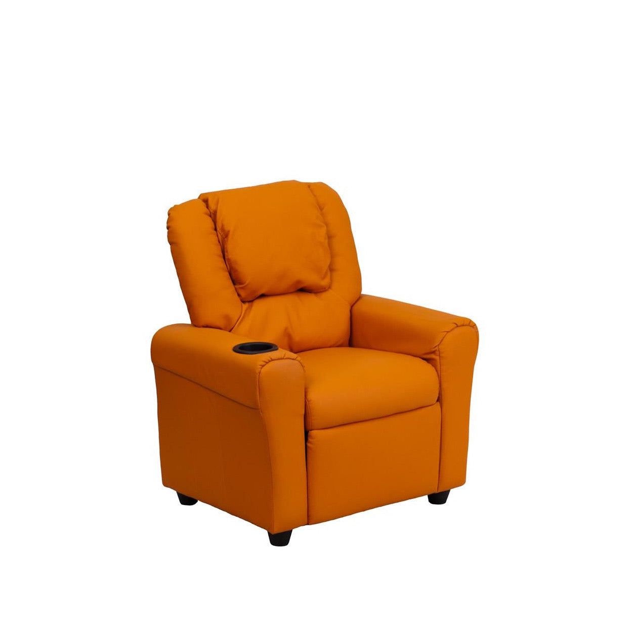 Orange Vinyl Kids Recliner with Cup Holder and Headrest