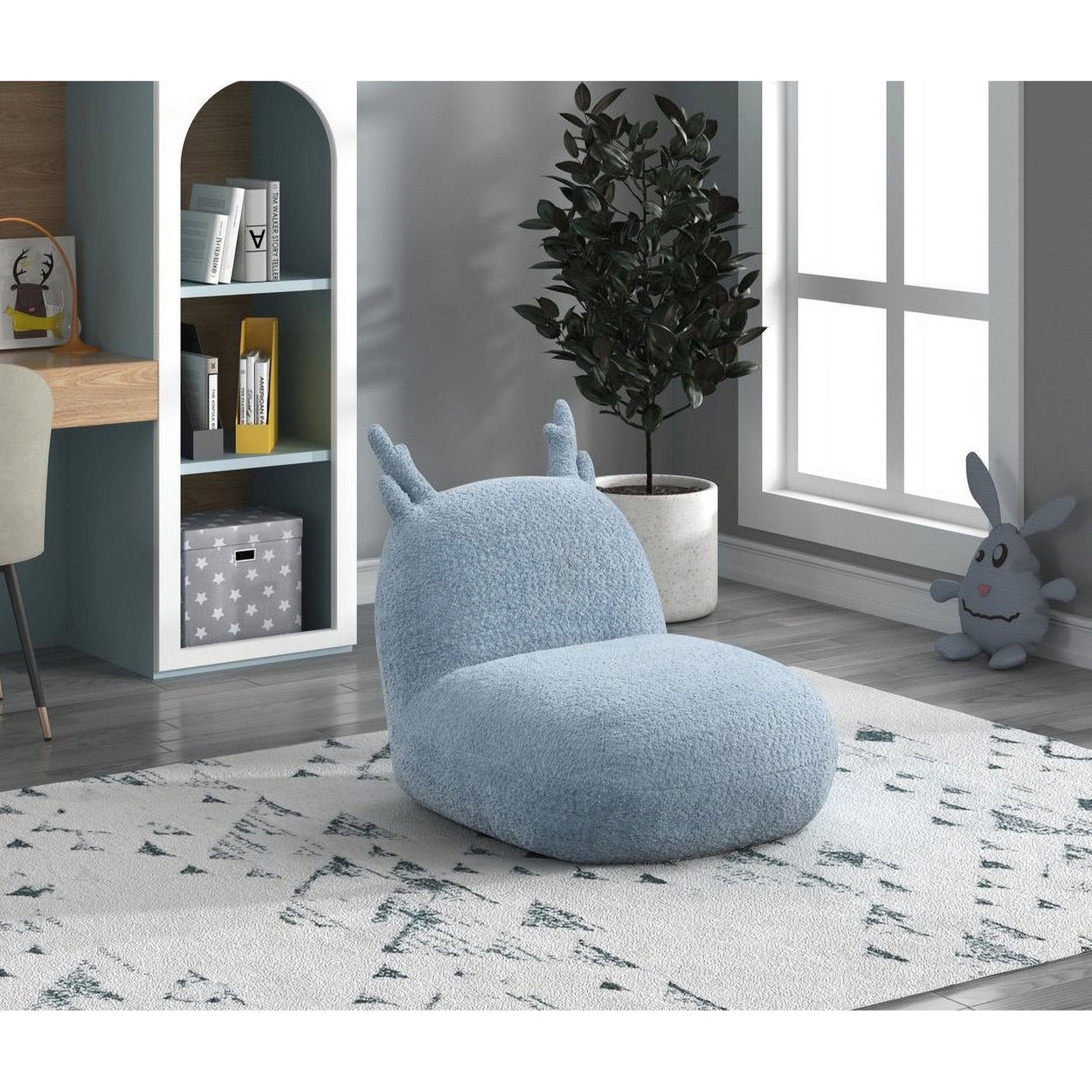 Blue Chenille Deer-Shaped Kids Chair
