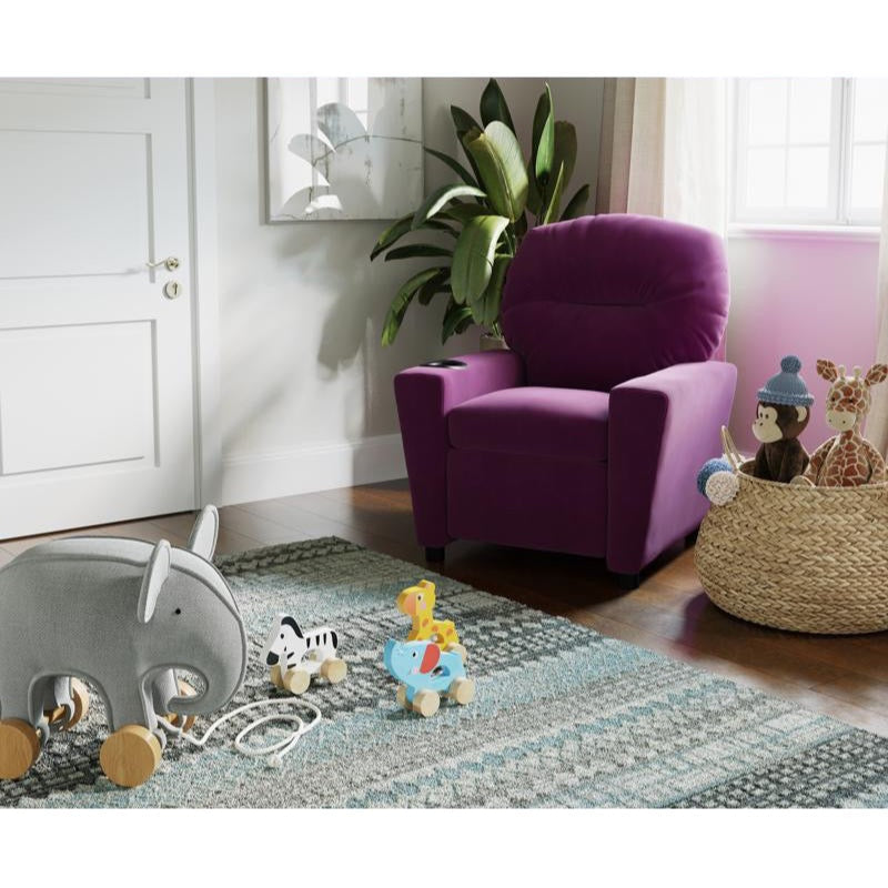 Purple Microfiber Kids Recliner with Cup Holder