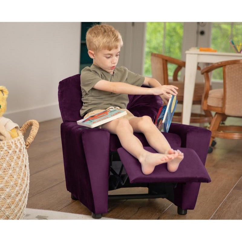 Purple Microfiber Kids Recliner with Cup Holder