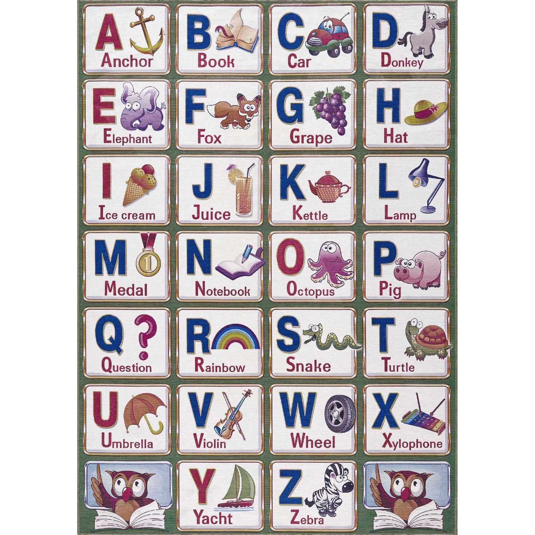 Osric Colorful Alphabet Washable Kids Rug