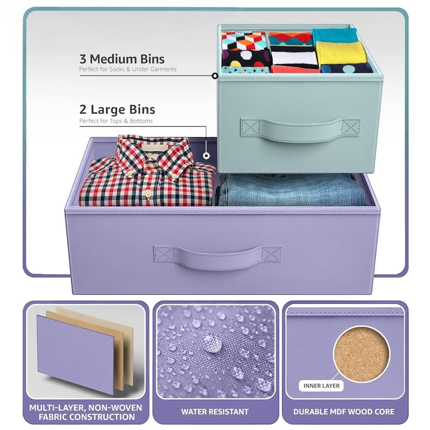 Kids Dresser with 5 Fabric Drawers - Multi Color