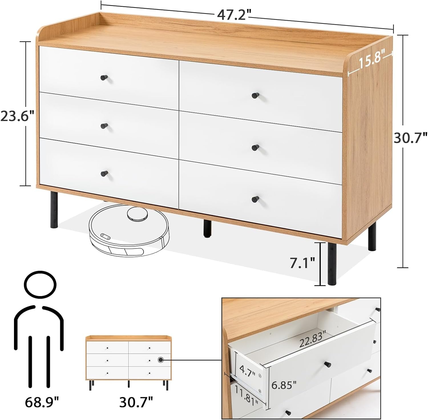 White Dresser for Kids' Room – 6 Drawers