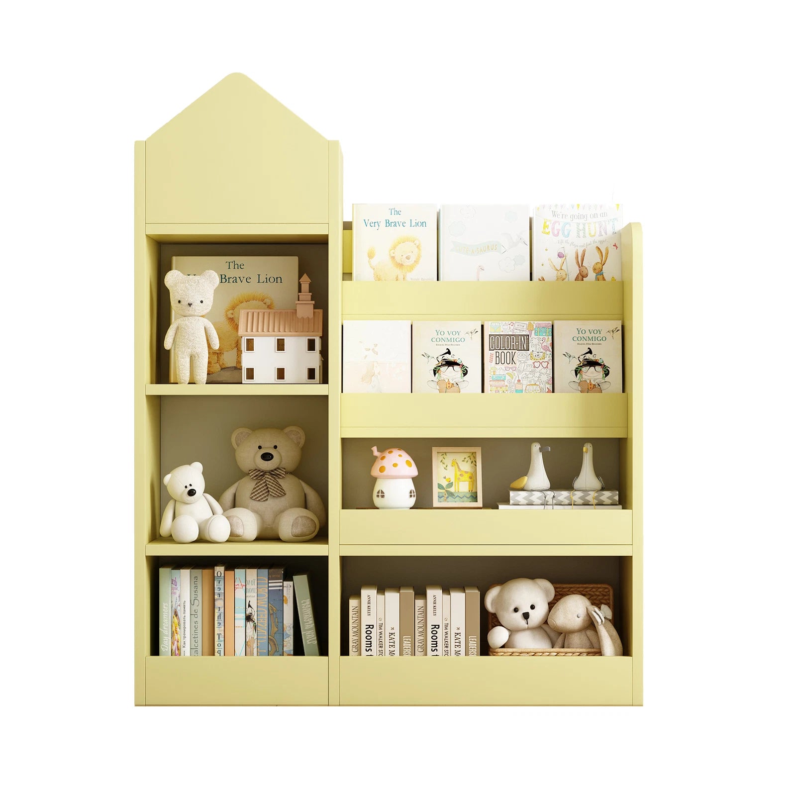 Kids Bookshelf & Toy Storage Organizer - Yellow