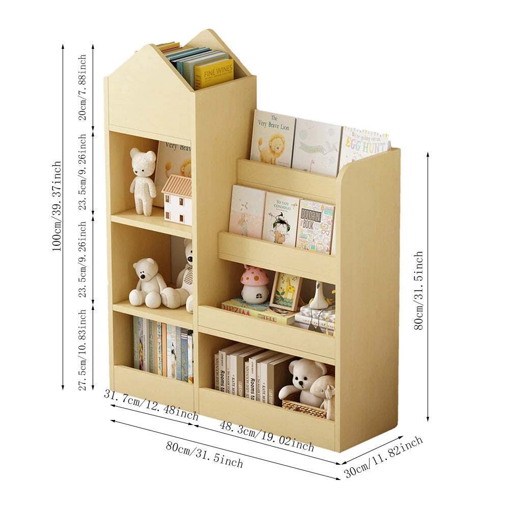 Kids Bookshelf & Toy Storage Organizer - Wood