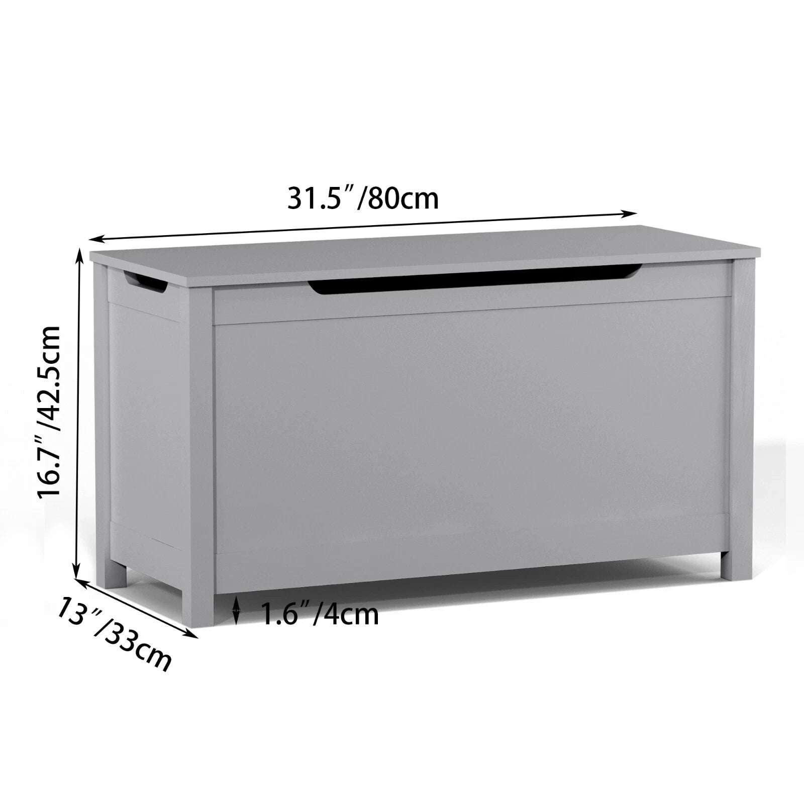Kids Wooden Toy Box - Grey