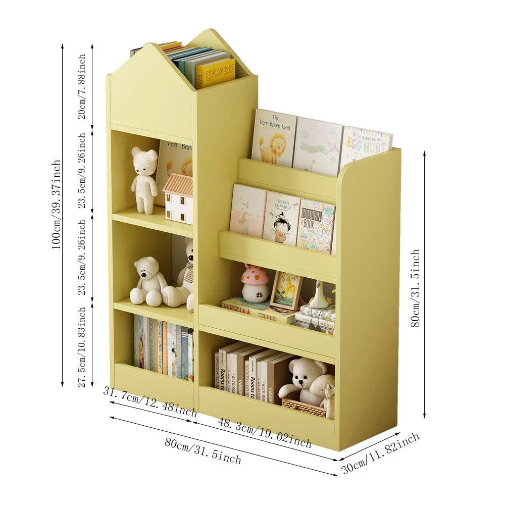 Kids Bookshelf & Toy Storage Organizer - Yellow