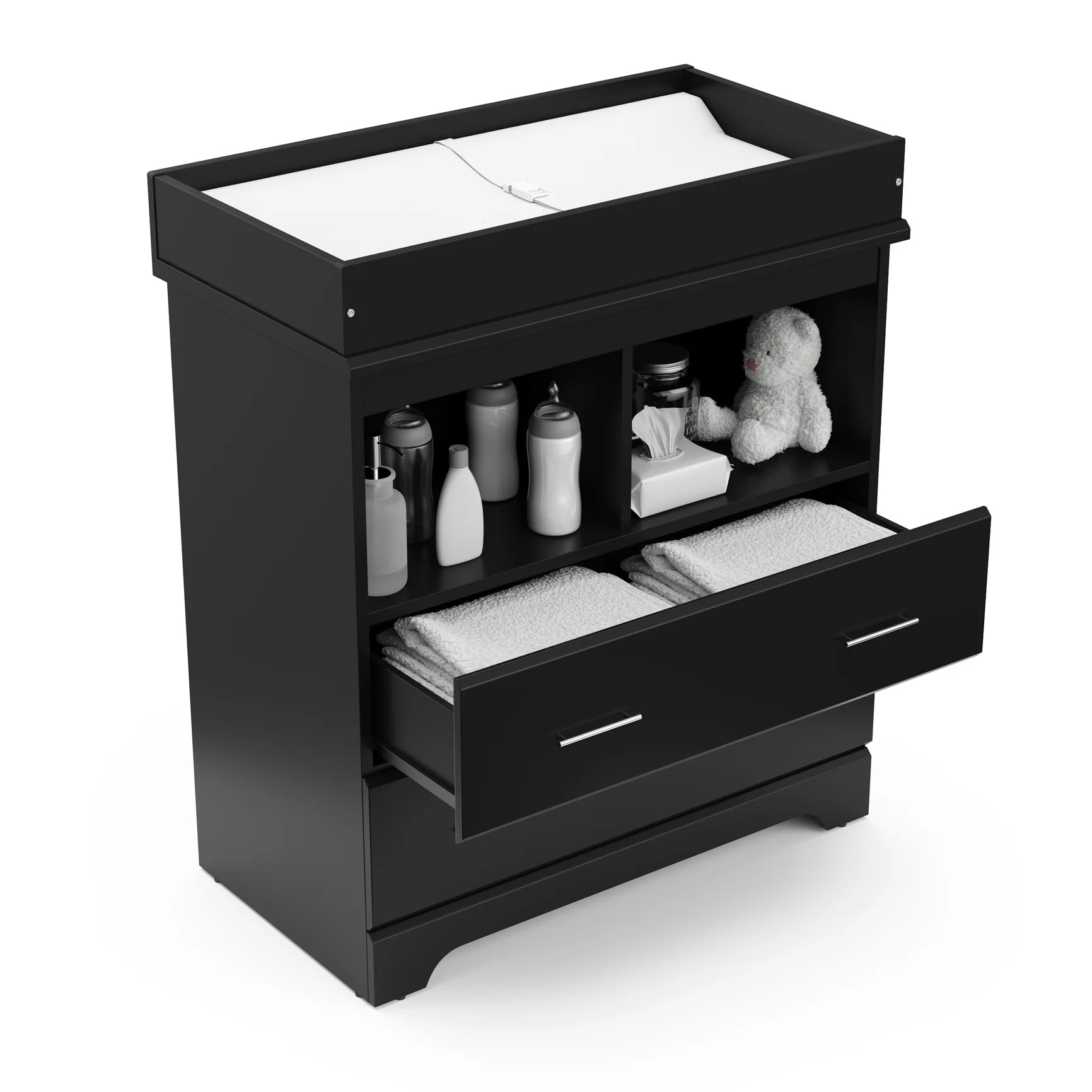 Brookside 2-Drawer Changing Table Dresser – Black