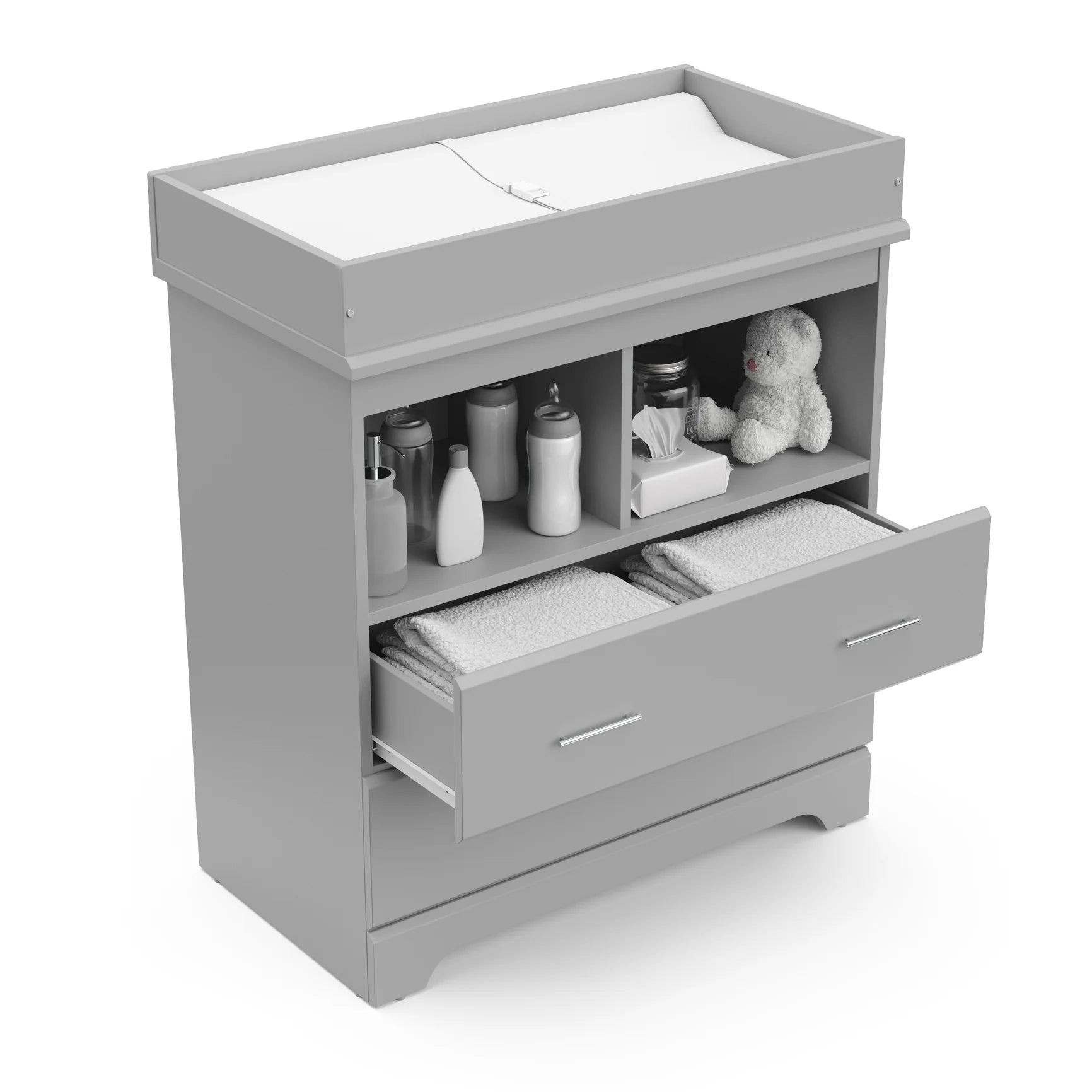 Brookside 2-Drawer Changing Table Dresser – Pebble Gray