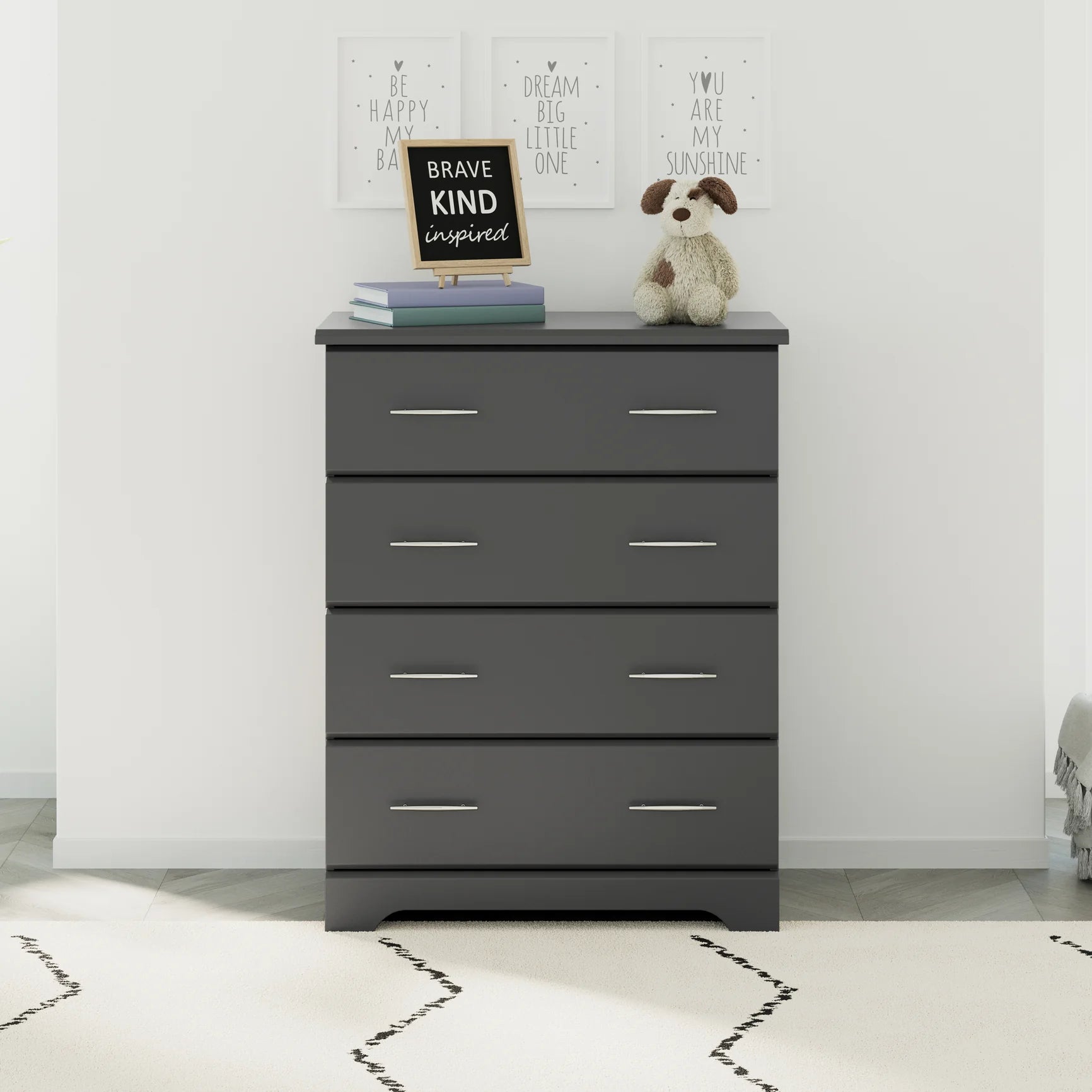 Brookside 4-Drawer Kids Dresser – Gray