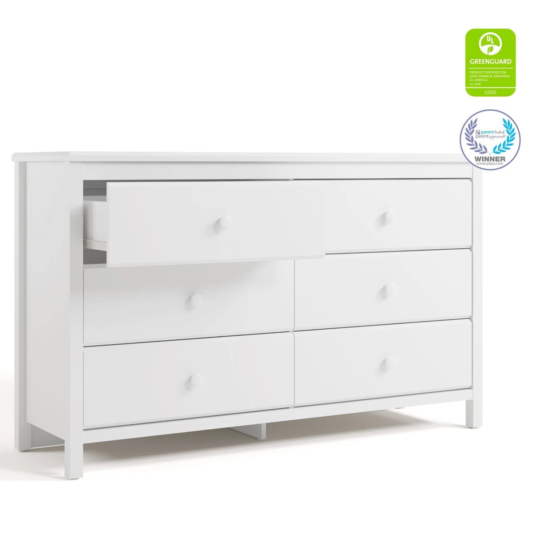 Alpine 6-Drawer Kids Dresser – White