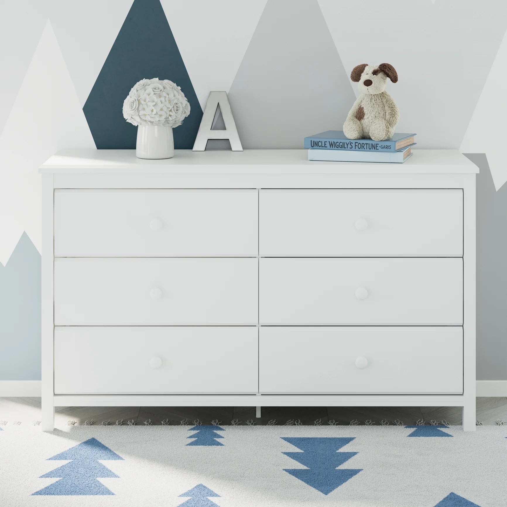 Alpine 6-Drawer Kids Dresser – White