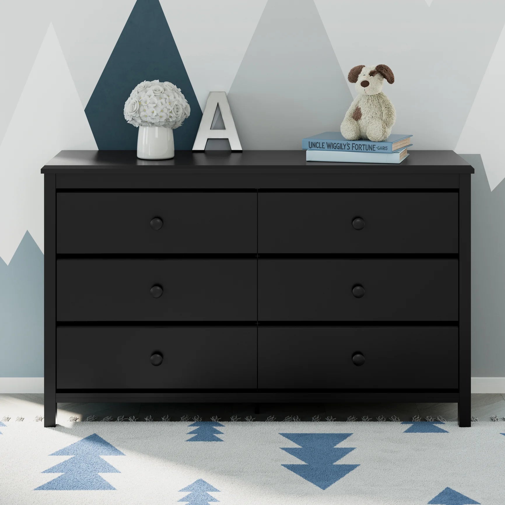 Alpine 6-Drawer Kids Dresser – Black