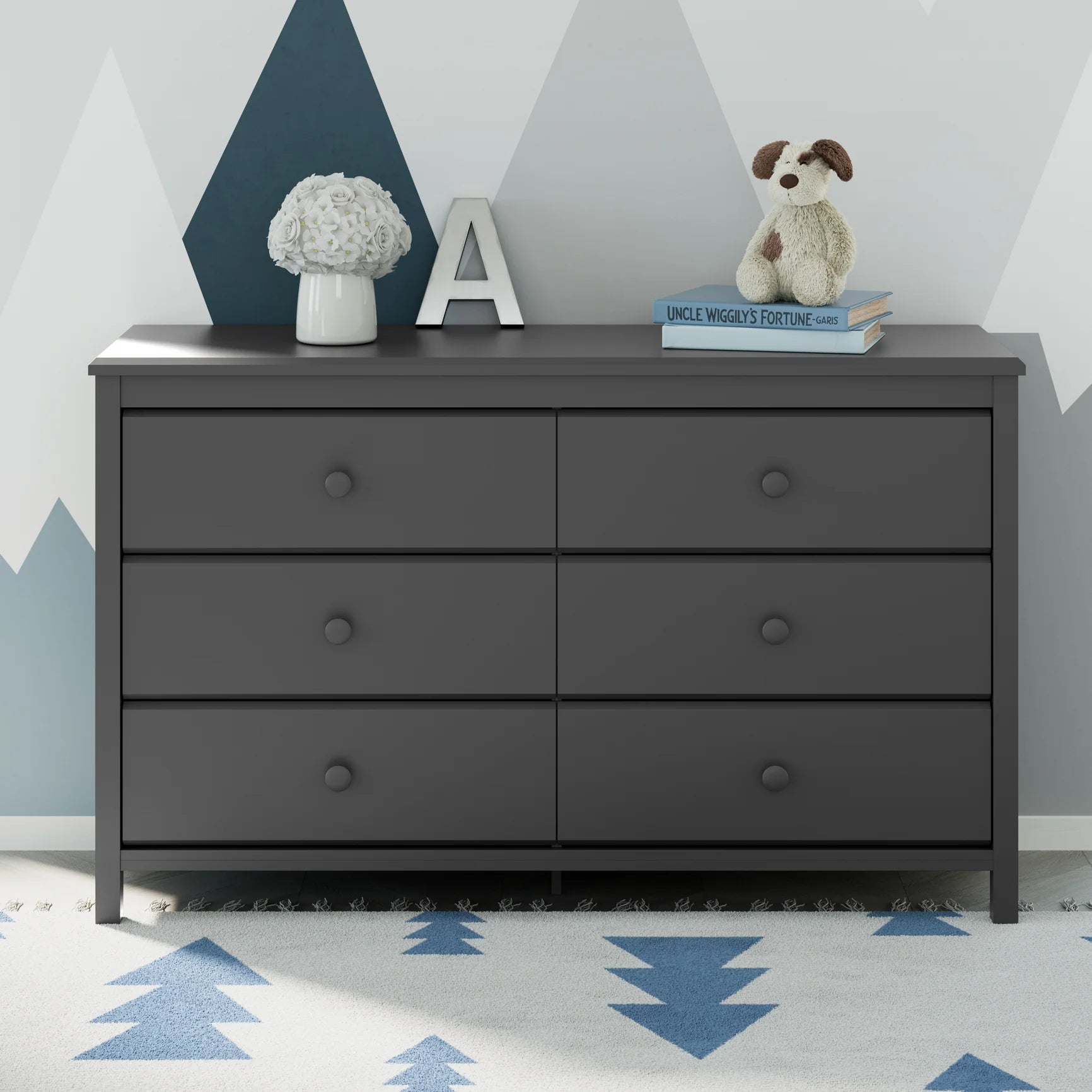Alpine 6-Drawer Kids Dresser – Gray