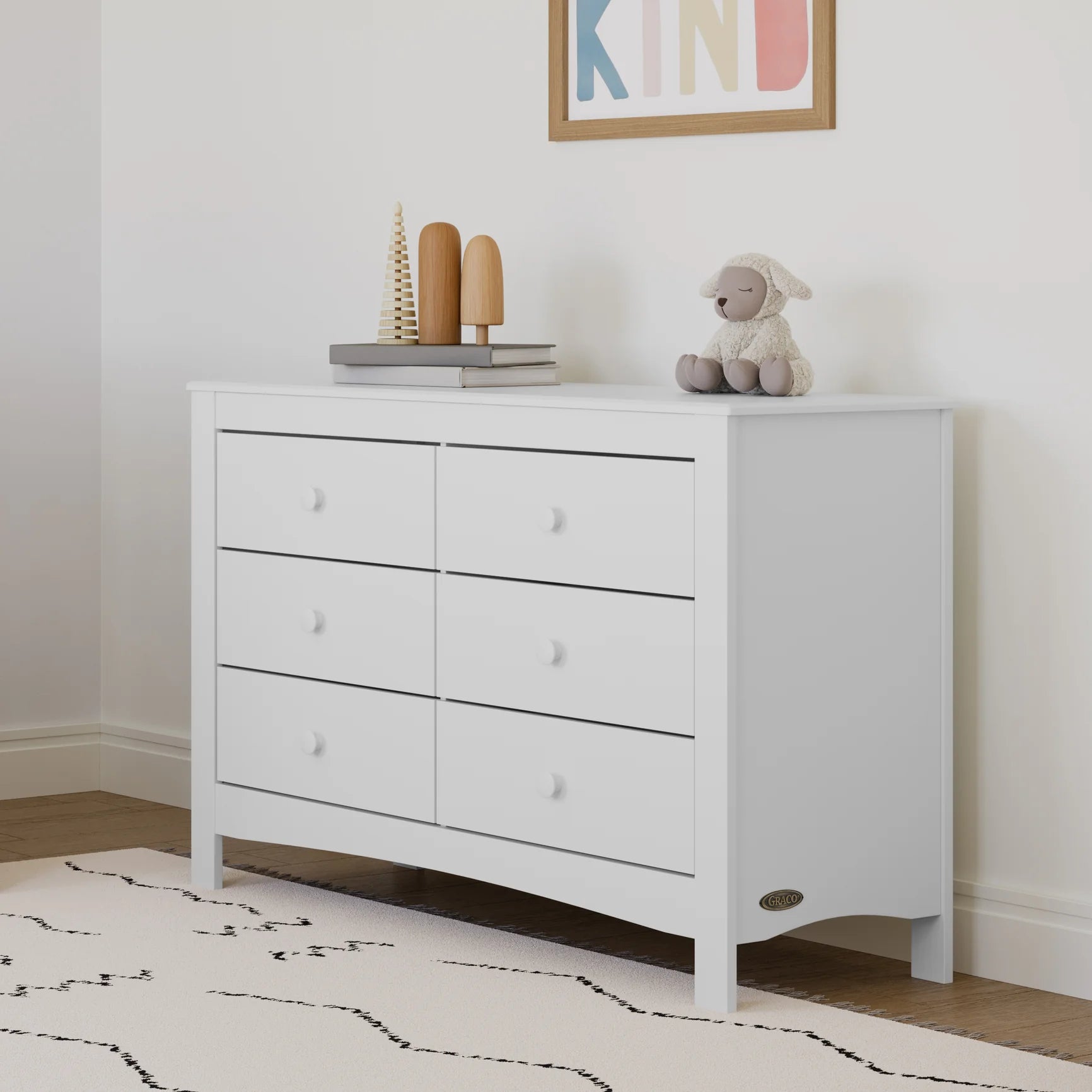 Noah 6-Drawer Kids Dresser - White