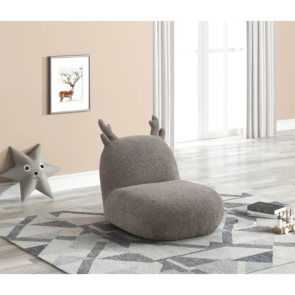 Brown Chenille Deer-Shaped Kids Chair