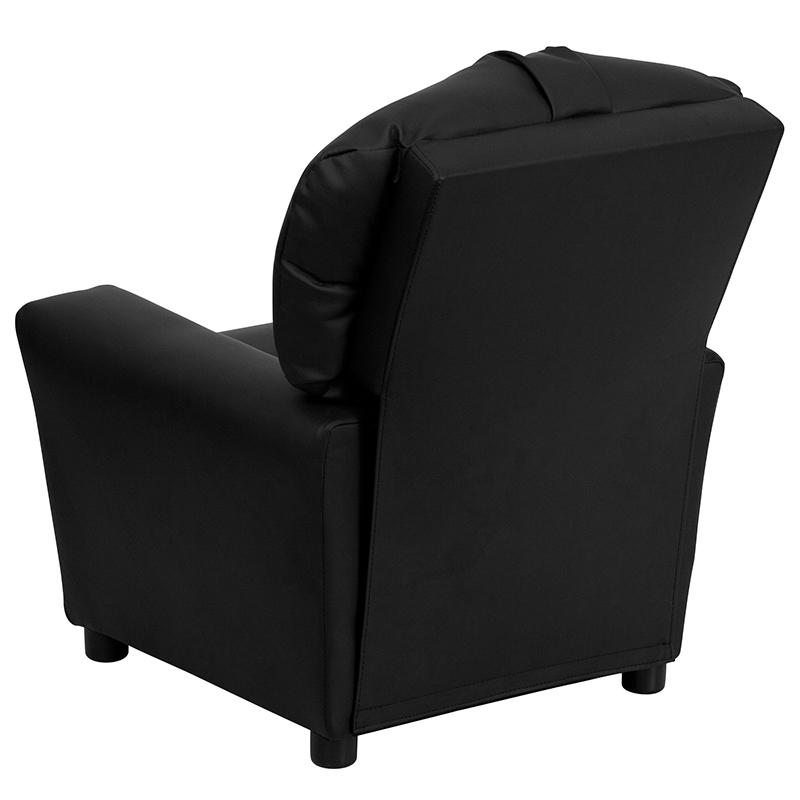 Black LeatherSoft Kids Recliner with Cup Holder