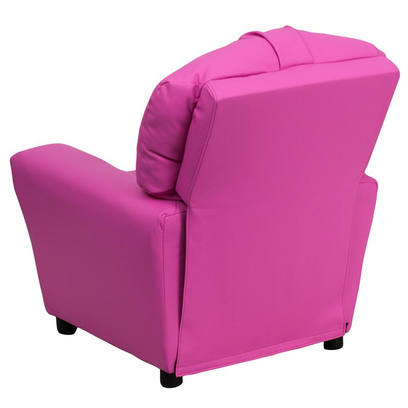 Hot Pink Vinyl Kids Recliner with Cup Holder