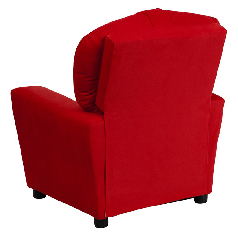 Red Microfiber Kids Recliner with Cup Holder