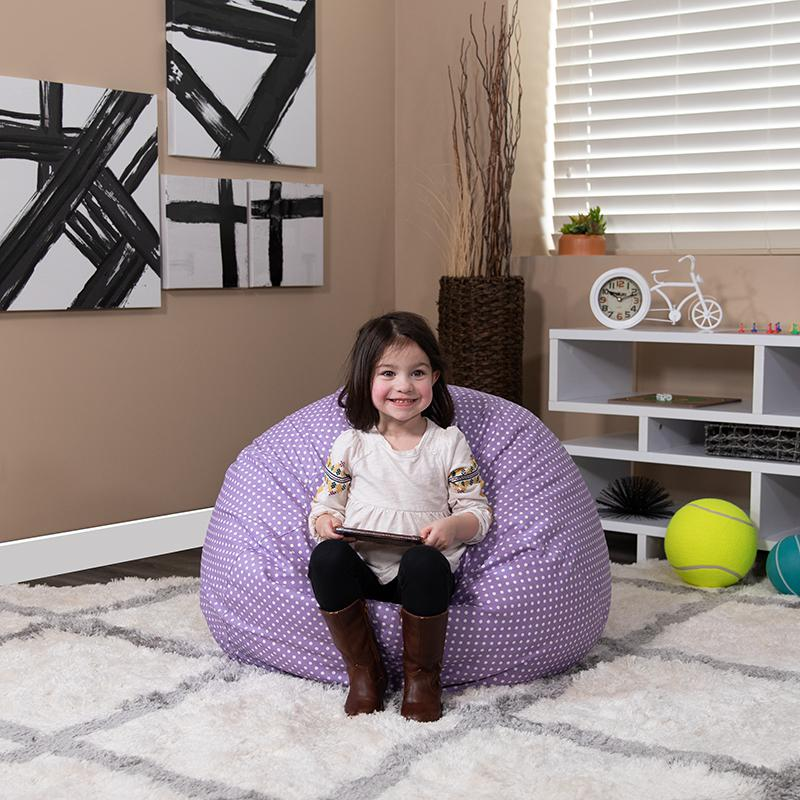 Lavender Dot Refillable Bean Bag Chair for Kids and Teens