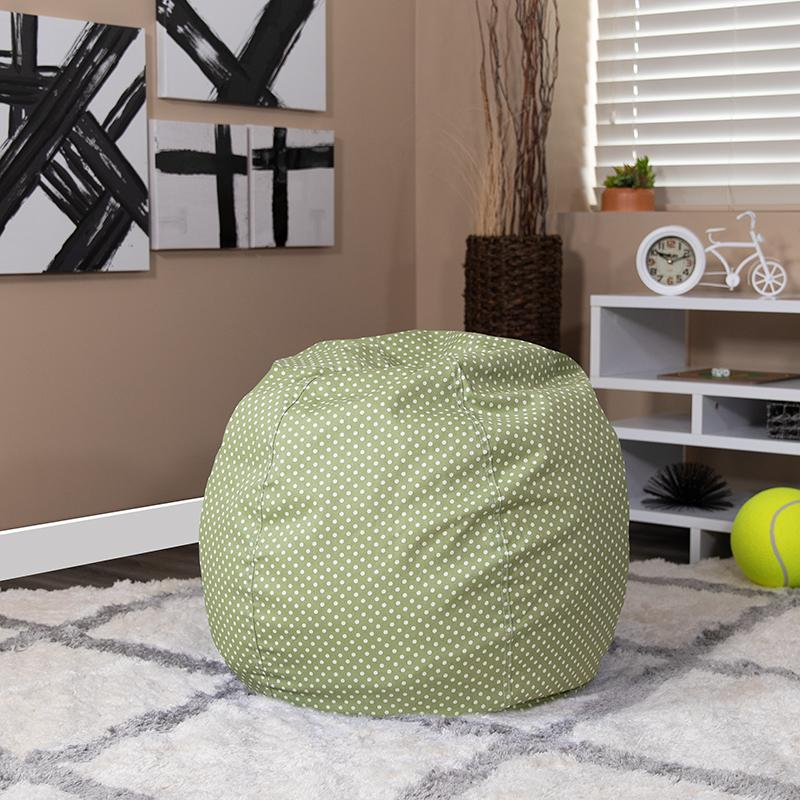 Green Dot Refillable Bean Bag Chair for Kids and Teens