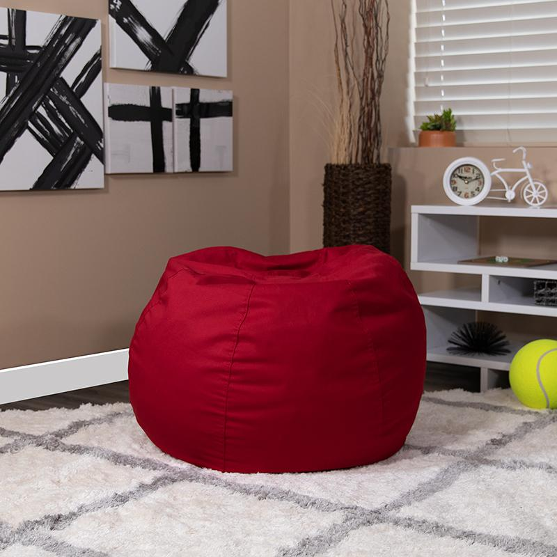 Solid Red Refillable Bean Bag Chair for Kids and Teens