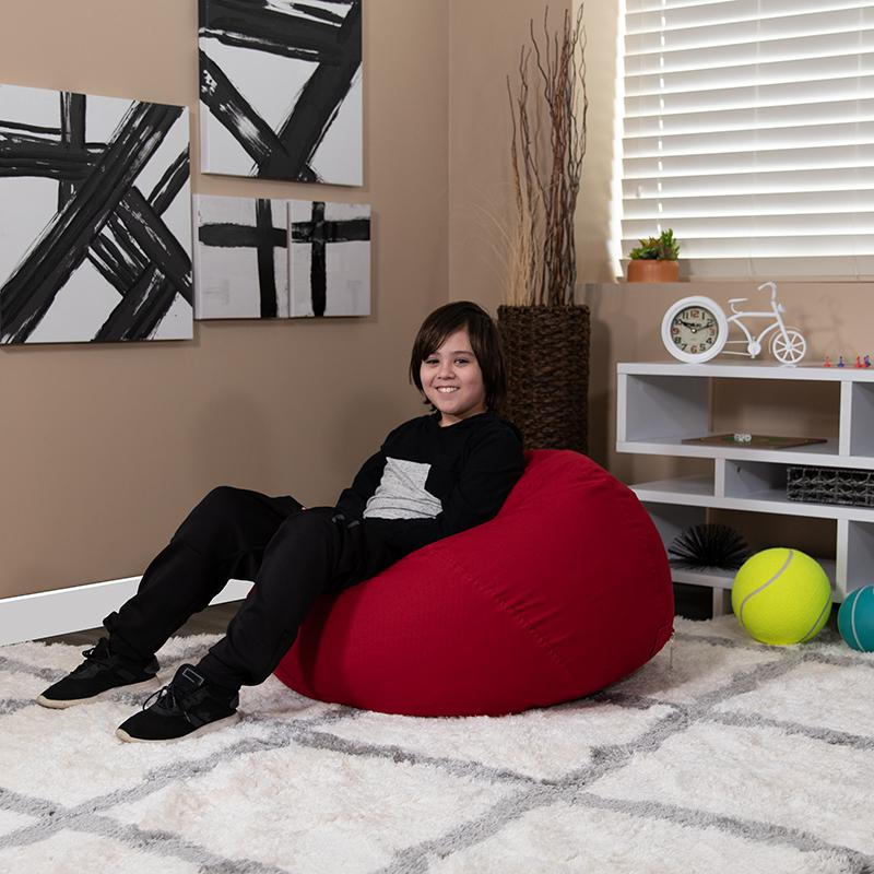 Solid Red Refillable Bean Bag Chair for Kids and Teens