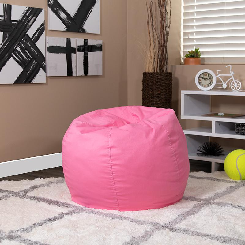 Solid Light Pink Refillable Bean Bag Chair for Kids and Teens