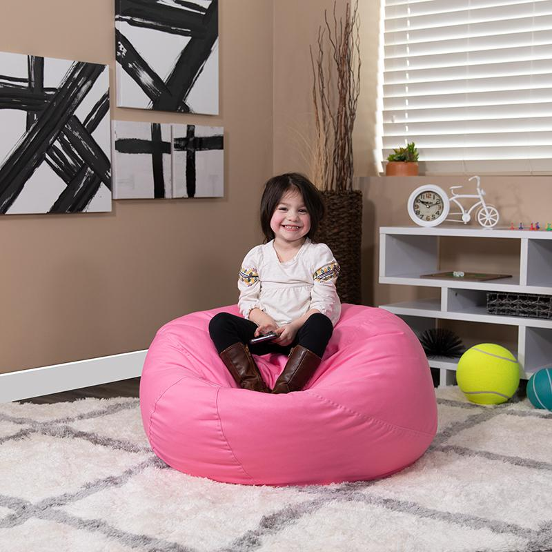 Solid Light Pink Refillable Bean Bag Chair for Kids and Teens